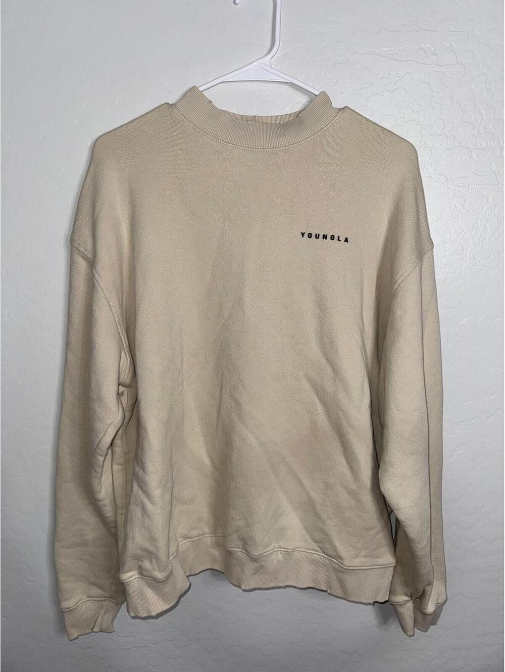 YoungLA Size small terry crew neck Distressed Gym Ready Workout Grunge Popcore
